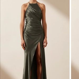 NWT Shona Joy La Lune Gathered Square Neck Midi Dress